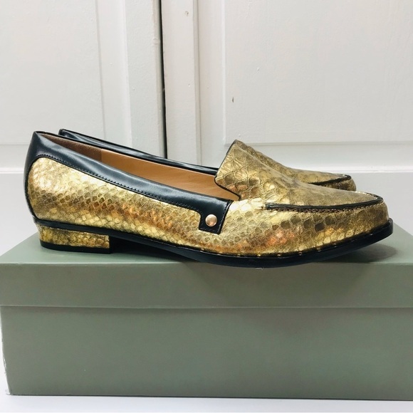 EIGHT FIFTEEN Patti Gold Leather Loafers Size 7.5 - Picture 2 of 10